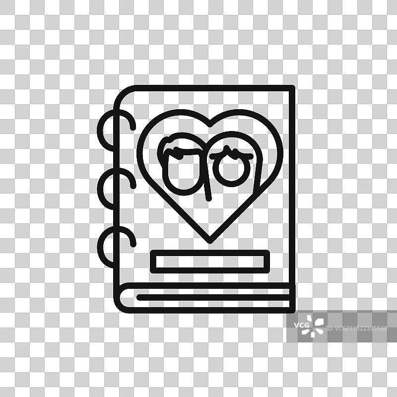 黑色婚礼相册图标轮廓集合图片素材