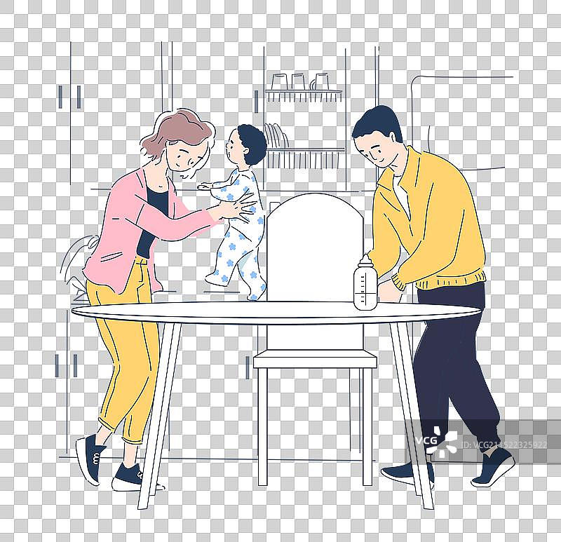 父母喂养婴儿图片素材