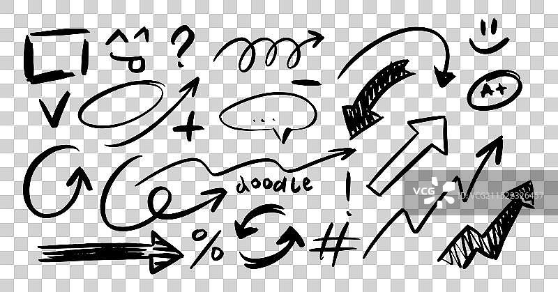 箭头图标方向素描涂鸦图片素材