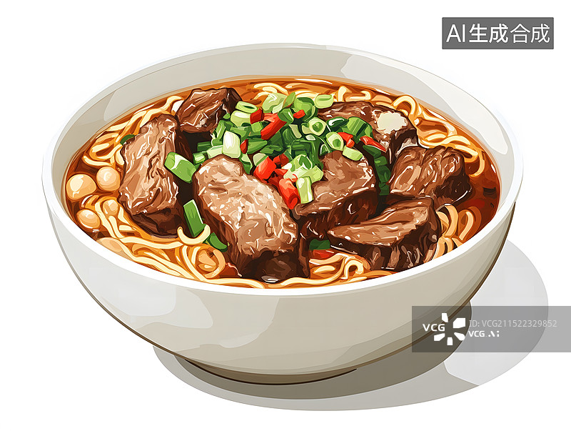 【AI数字艺术】中国美食红烧牛肉面图片素材