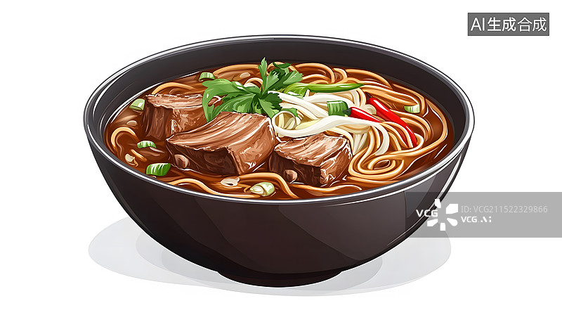 【AI数字艺术】中国美食红烧牛肉面图片素材