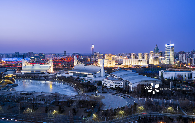 北京市朝阳区奥运会与亚运会场馆同框风景图片素材