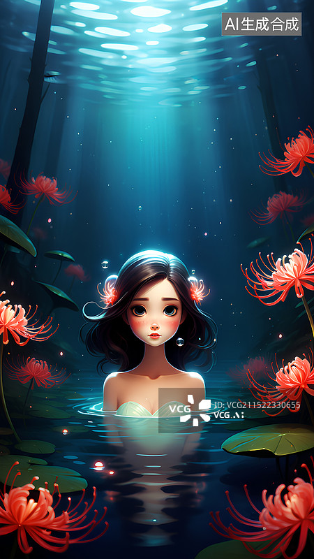 【AI数字艺术】在水族馆里游泳的女人图片素材