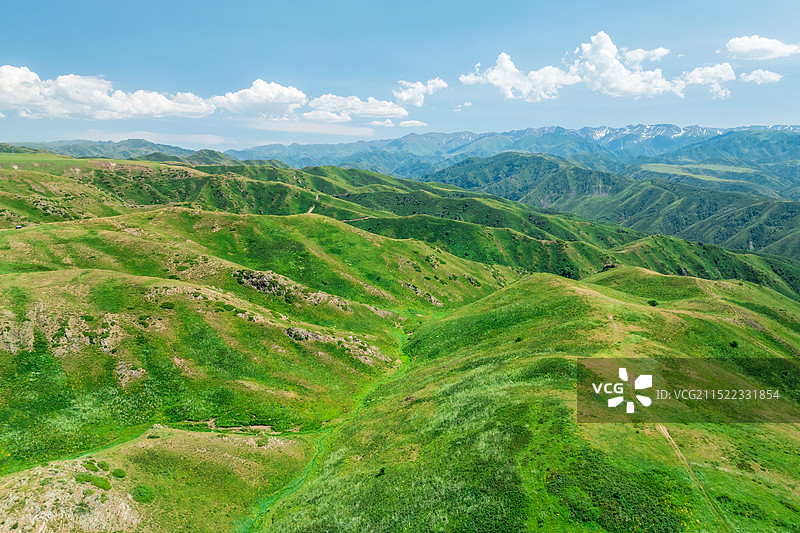 新疆塔城裕民县吐尔加辽草原自然风光航拍图片素材