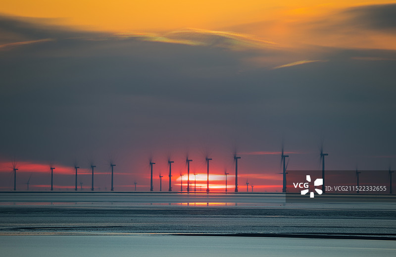 东台条子泥日出图片素材