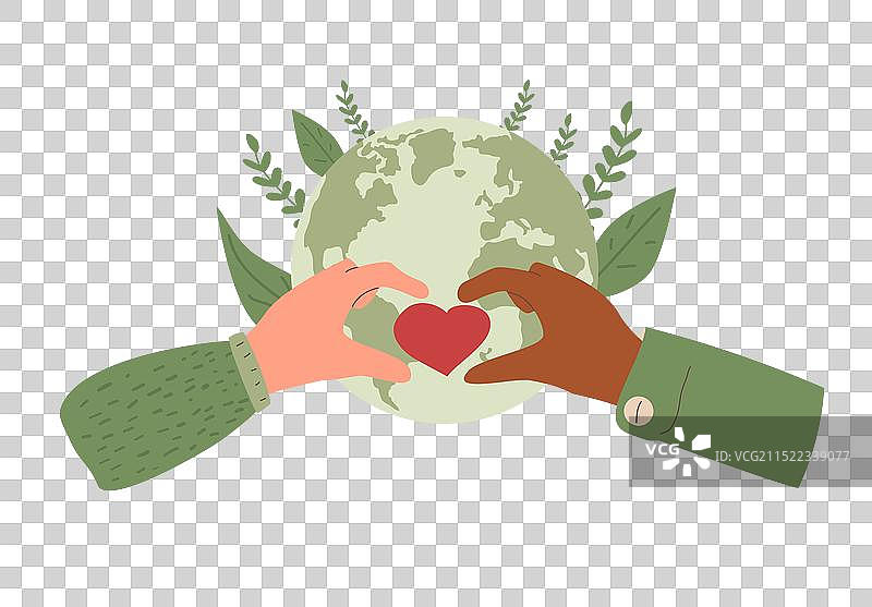 全球慈善标志：爱心地球图片素材