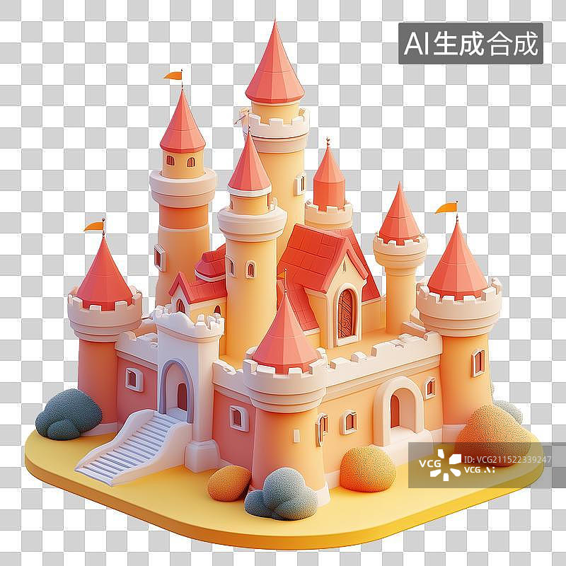 【AI数字艺术】3D卡通城堡图片素材
