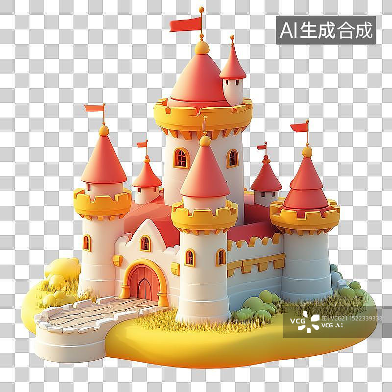 【AI数字艺术】3D卡通城堡图片素材