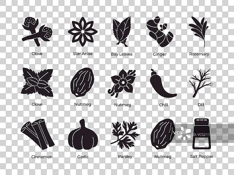 多种香料：丁香、八角、姜图片素材