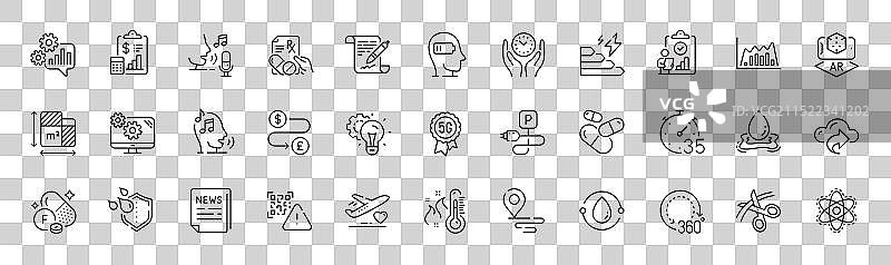 温度计、汇款和剪刀线条图片素材