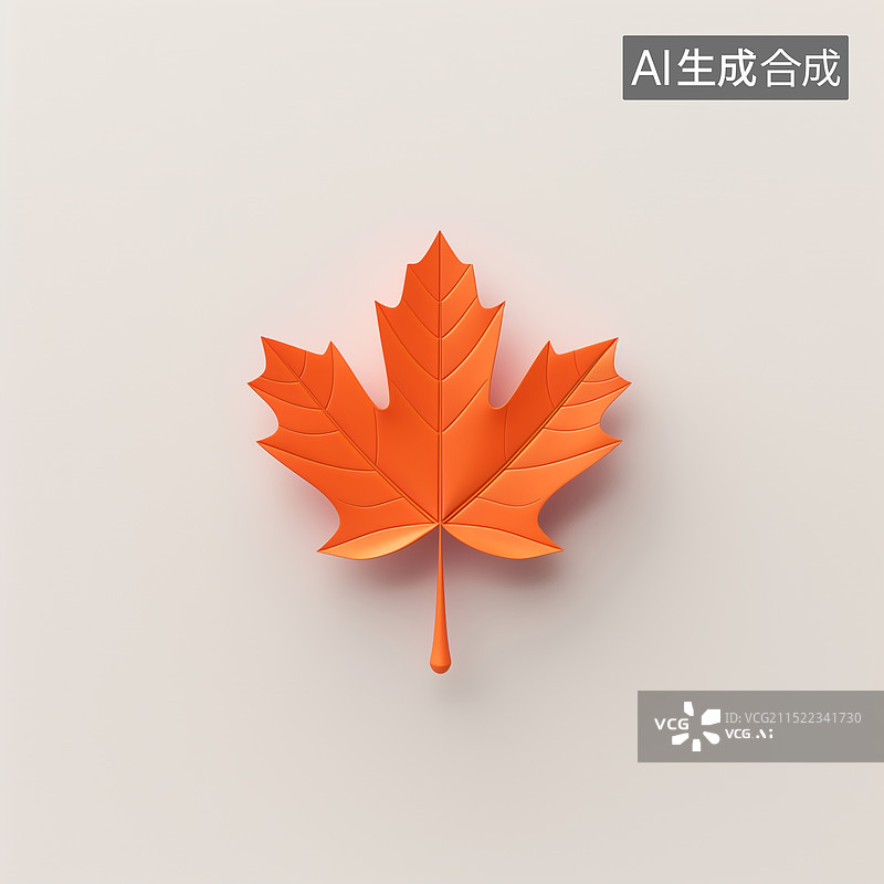 【AI数字艺术】极简主义浮动 3D 简单图标可爱卡通秋天枫叶图片素材