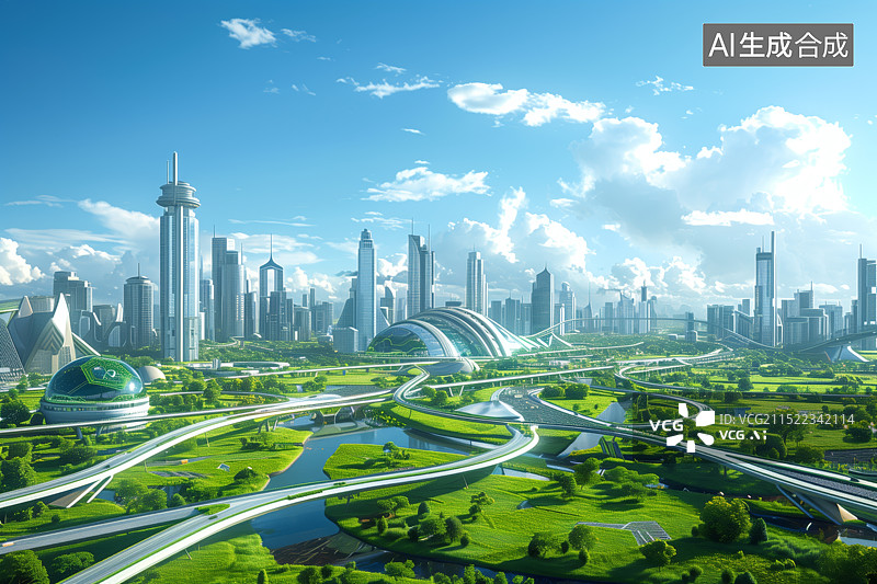 【AI数字艺术】未来科技科幻城市天际线图片素材