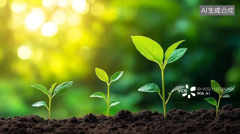 【AI数字艺术】年轻植物生长阶段与自然发展的设计图片素材