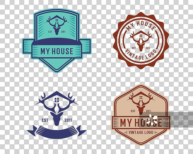 房地产复古徽章标志设计合集图片素材