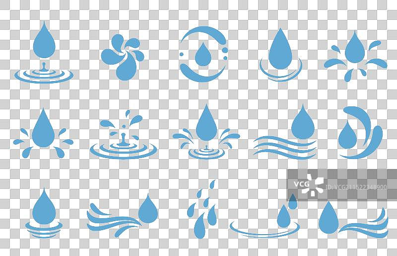 水滴滴落飞溅和波浪图片素材