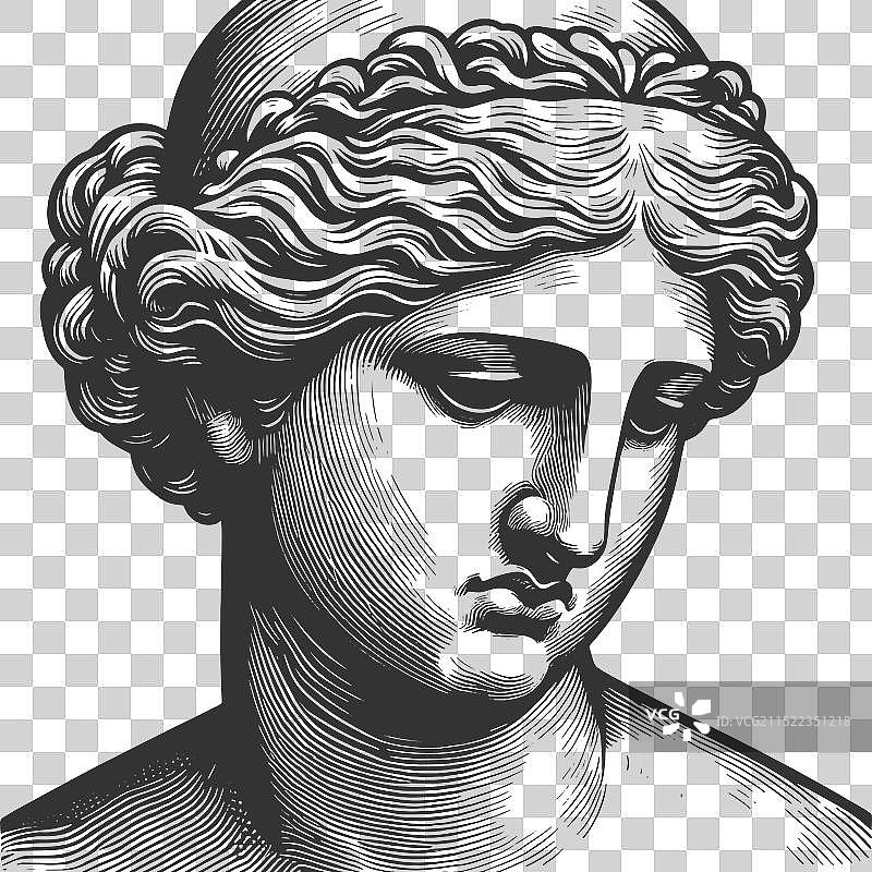 古典希腊雕像线条艺术图片素材