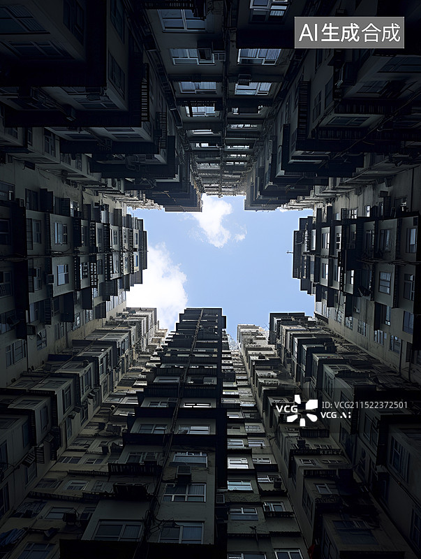 【AI数字艺术】住宅楼仰视图片素材