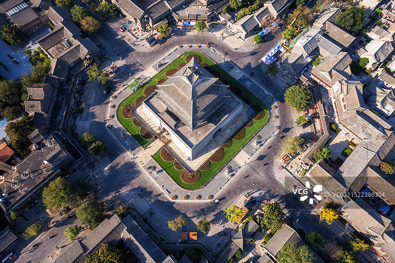 航拍聊城东昌古城水上全景图片素材