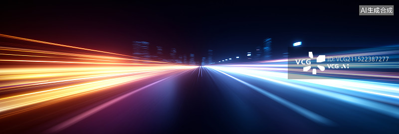 【AI数字艺术】光影交织的都市之夜图片素材