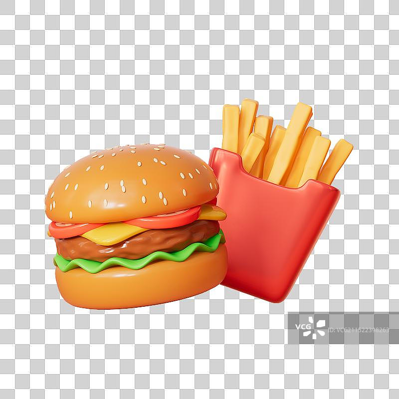 卡通风格的汉堡薯条免抠元素图片素材