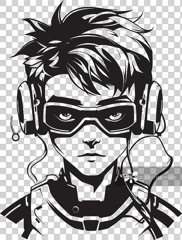 黑色网络科技神童少年图标图片素材