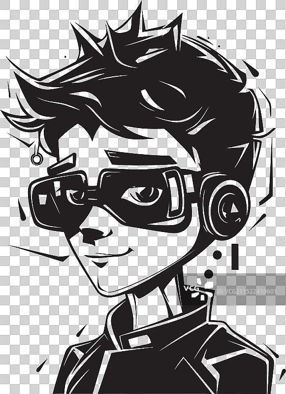 以网络为特色的未来科技神童黑色标志图片素材