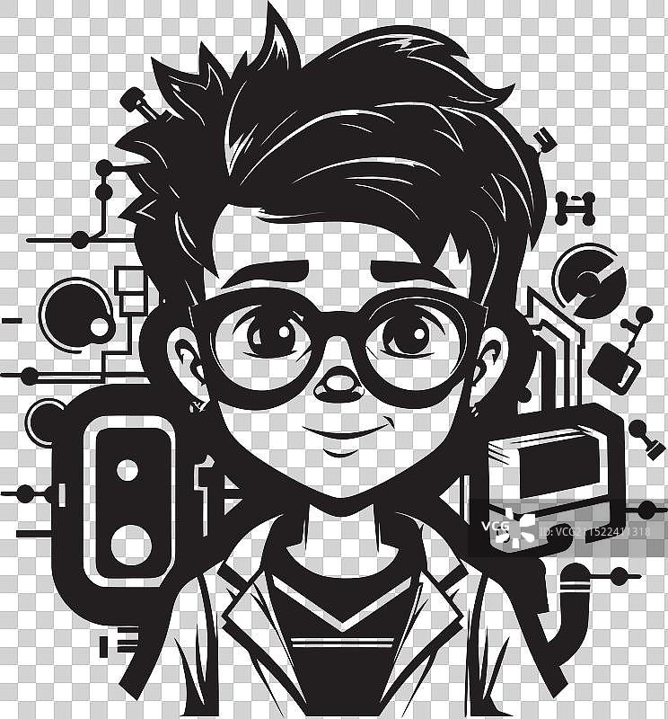 具有创新技术的数字神童黑色标志图片素材