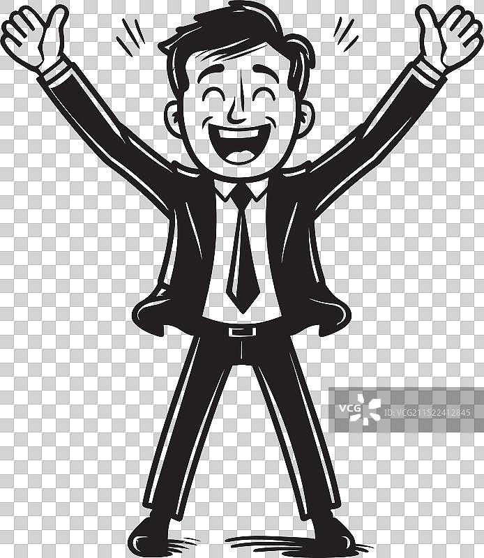 咧嘴笑的商业领袖黑色标志设计图片素材