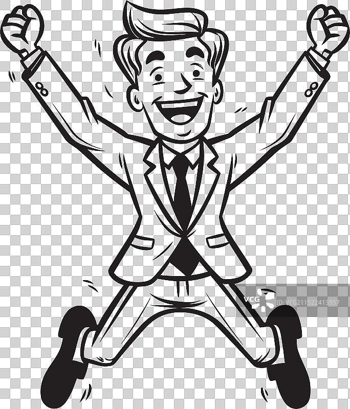 快乐的首席财务官黑色标志与卡通商人图片素材