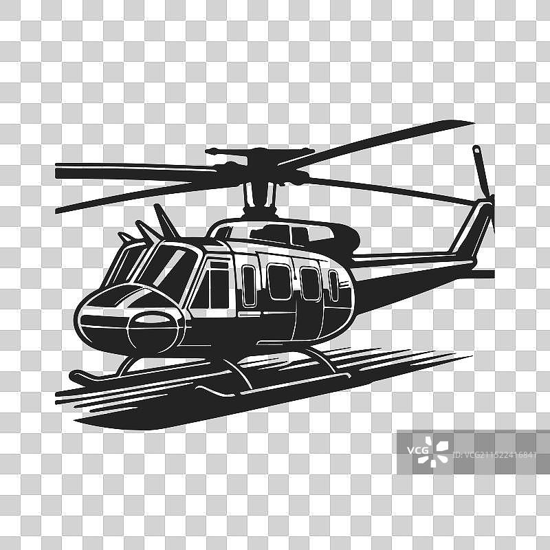 白色背景上的军用直升机图片素材