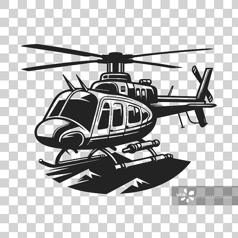 白色背景上的军用直升机图片素材