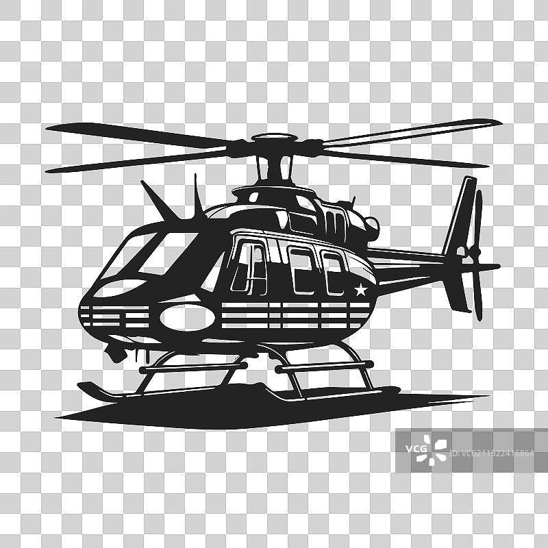 白色背景上的军用直升机图片素材