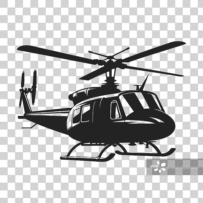 白色背景上的军用直升机图片素材