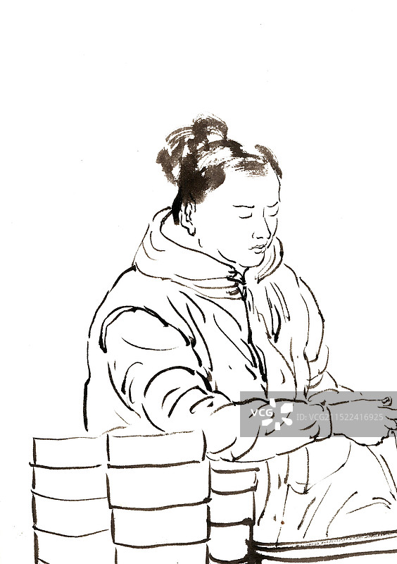 卖包子的女子图片素材