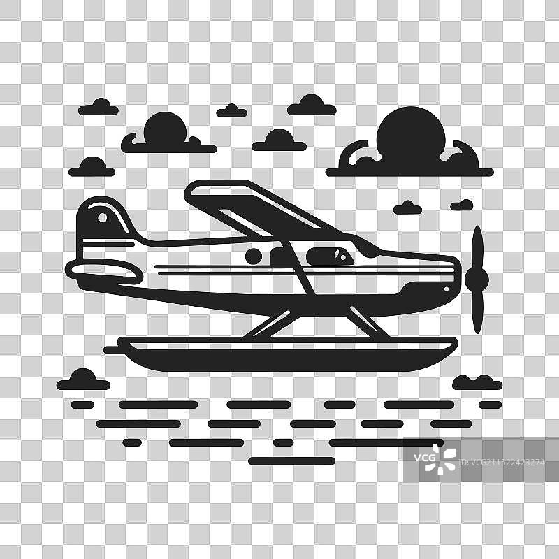 水上飞机剪影用于平面设计图片素材