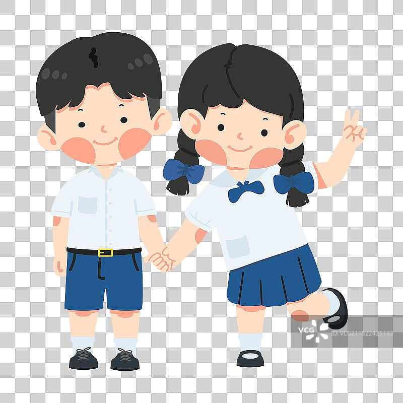 男孩女孩手牵手图片素材