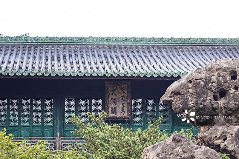 清代《四库全书》七座皇家藏书楼之一杭州文澜阁建筑人文风光图片素材