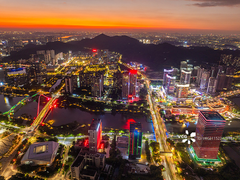 广州市南沙区蕉门河城市夜景、蕉门公园图片素材