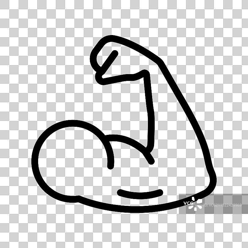 黑白二头肌图标线性标志图片素材