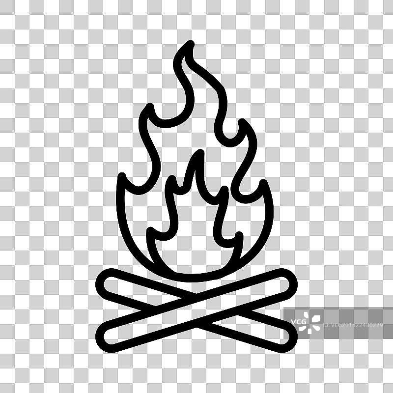 黑白线性篝火标志图片素材