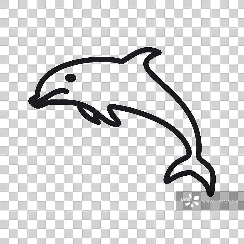 黑白海豚线性标志图片素材