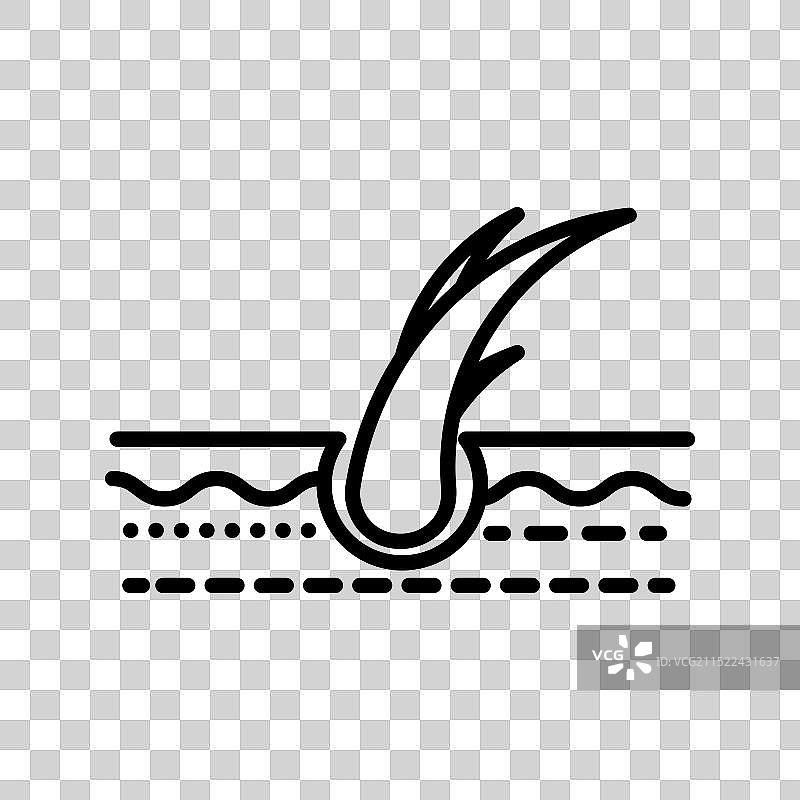 头发分叉线性标志黑色图片素材