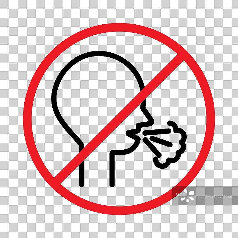 禁止咳嗽线性图标标志（黑白）图片素材