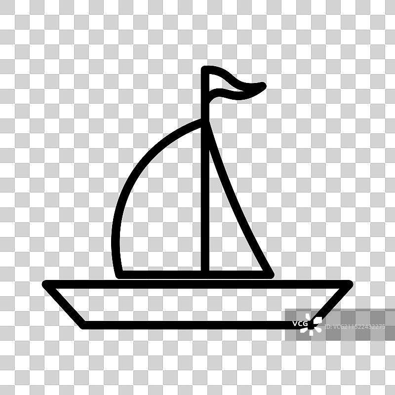 黑白线性帆船图标logo图片素材