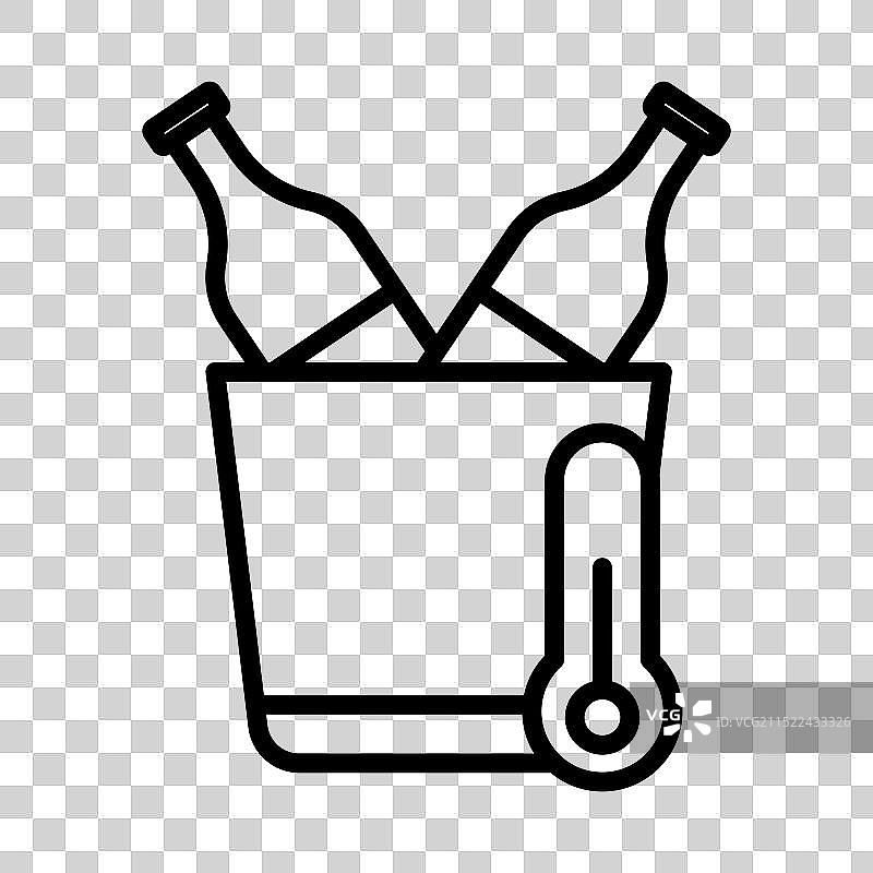 葡萄酒瓶冷却线性标志图片素材