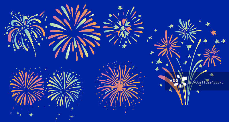 春节节日烟花礼花礼炮庆祝矢量插画图片素材