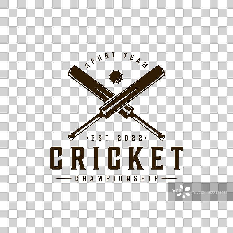 复古板球运动标志图标模板图片素材
