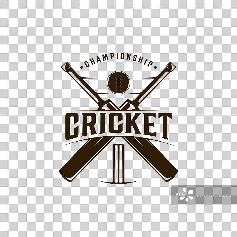 复古板球运动标志图标模板图片素材