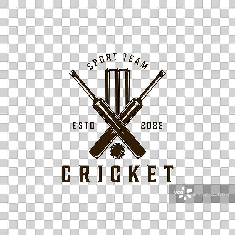 复古板球运动标志图标模板图片素材