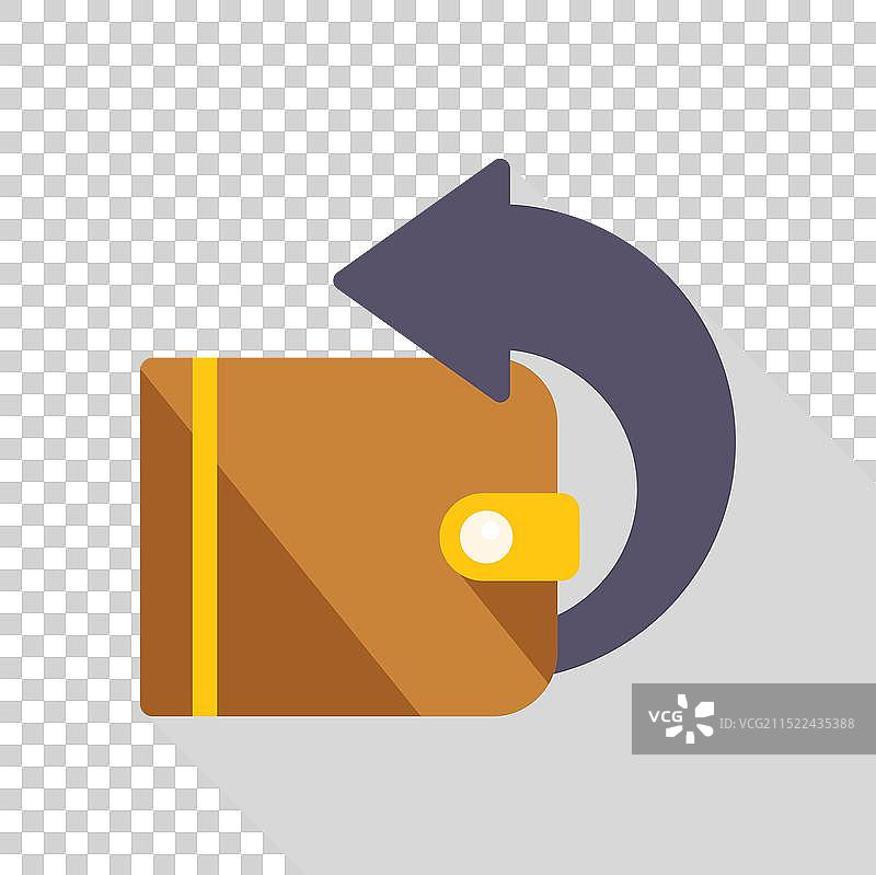 带旋转箭头的钱包，显示退款或金钱图片素材